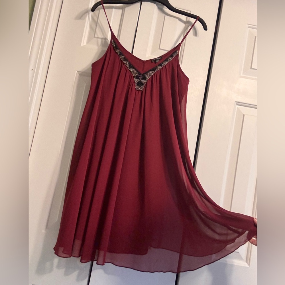 Express burgundy lined sleeveless dress
